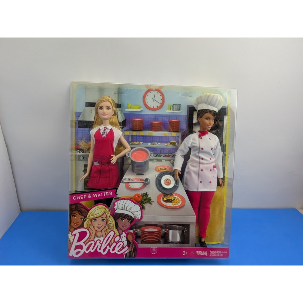 Barbie Mattel Chef And Waiter FCP64 FCP66 Doll Set